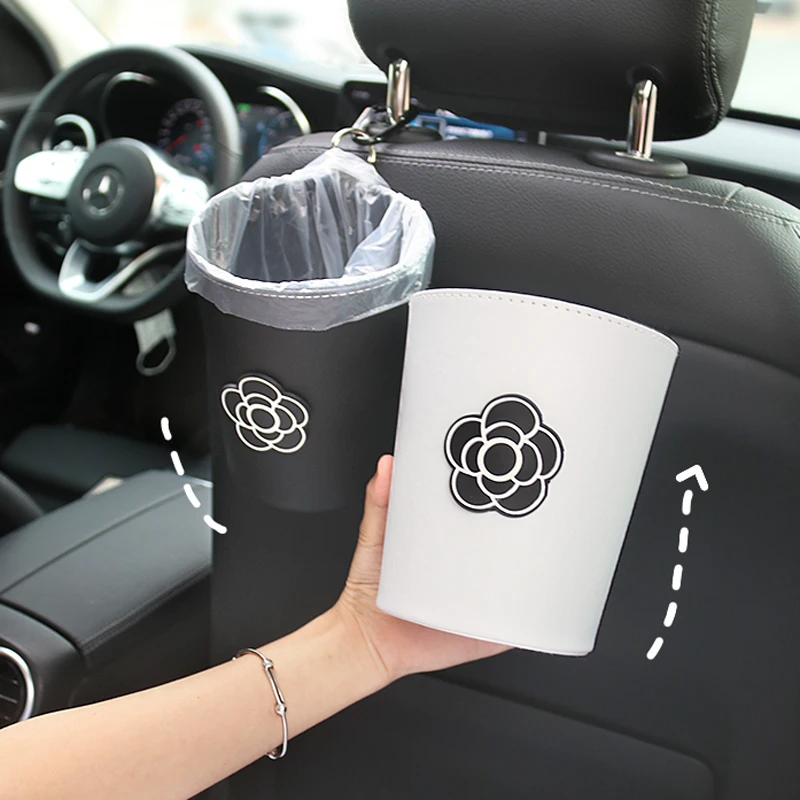 Cute Cartoon Flower Car Trash Bin Can for Back Seat Headrest Mini Auto Outlet Air Vent Organizer Rubbish Bag Garbage Storage,car trash can