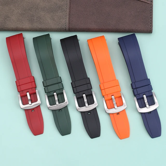 Quality Fluoro Rubber Watch Strap 18mm 19mm 20mm 21mm 22mm 24mm Sport Watchband Black Green Wristband With Quick Release Band Quality Fluoro Rubber Watch Strap 18mm 19mm 20mm 21mm 22mm 24mm Sport Watchband Black Green Wristband With Quick Release Band