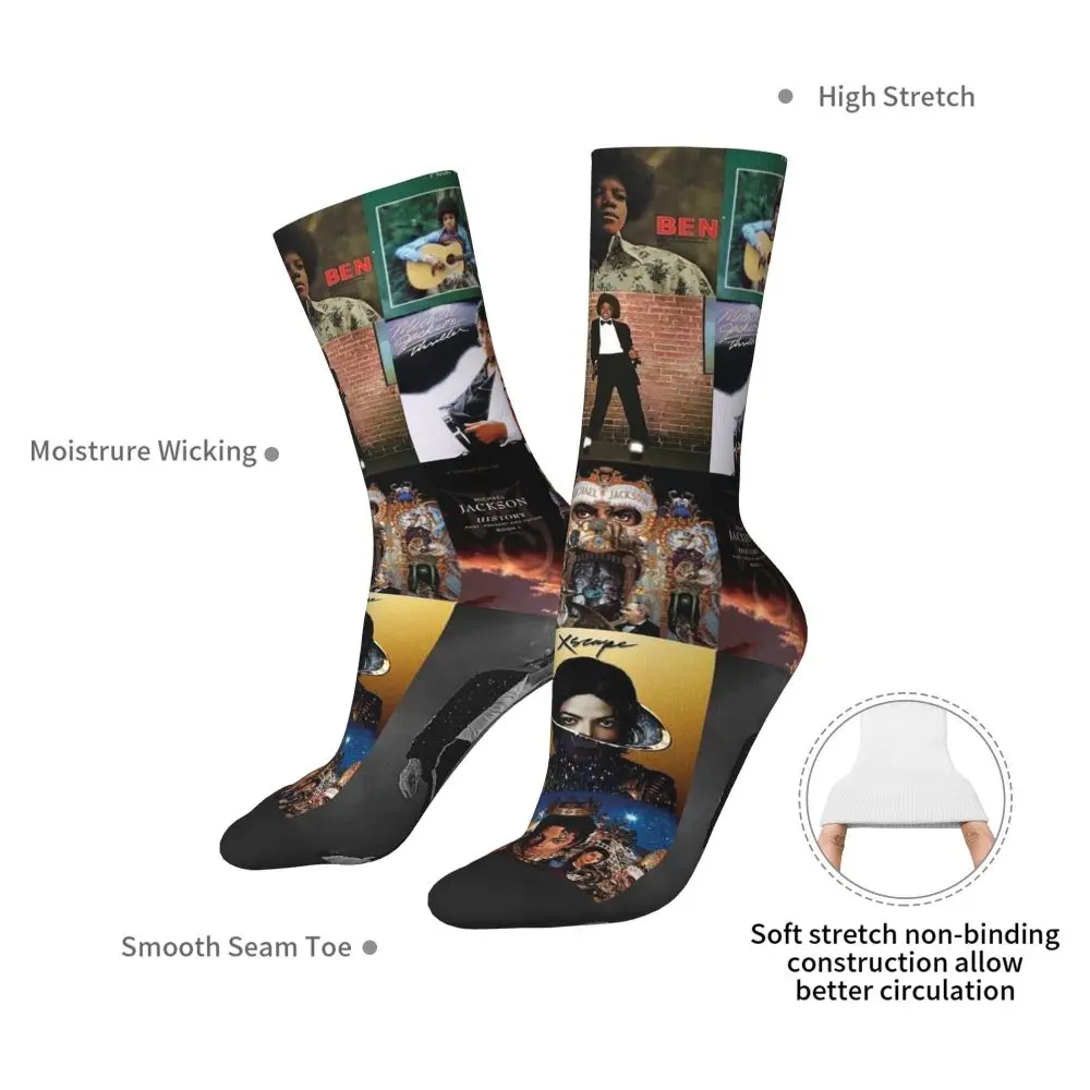 Michael Jackson Musicians Singers Dancers Socks Harajuku Stockings All Season Long Socks Accessories for Unisex Christmas Gifts