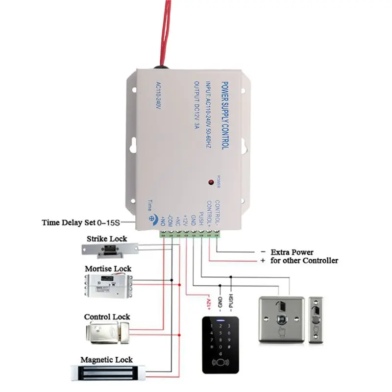 B14C 액세스 제어 전원 공급 장치 변압기 도어 시스템 어댑터 AC110-240V 컨버터 시스템 기계 흰색 DC12V 3A