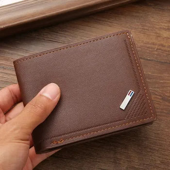Portafoglio sottile da uomo in vera pelle per porta carte di credito minimalista con fermasoldi da lavoro Portafoglio bifold con blocco RFID