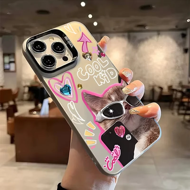 Stylish Cool Cat Electroplate Phone Case Cover