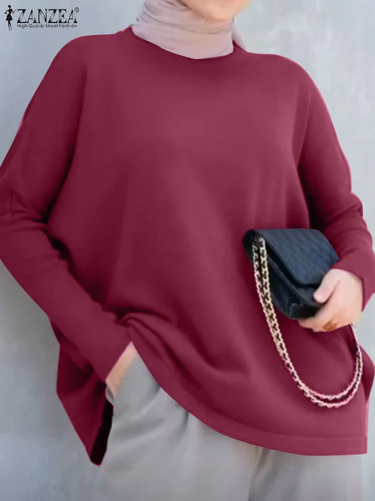

Elegant Solid OL Work Shirt Women Fashion O Neck Long Sleeve Blouse ZANZEA Muslim Fashion Tops Turkey Abaya Islamic Clothing