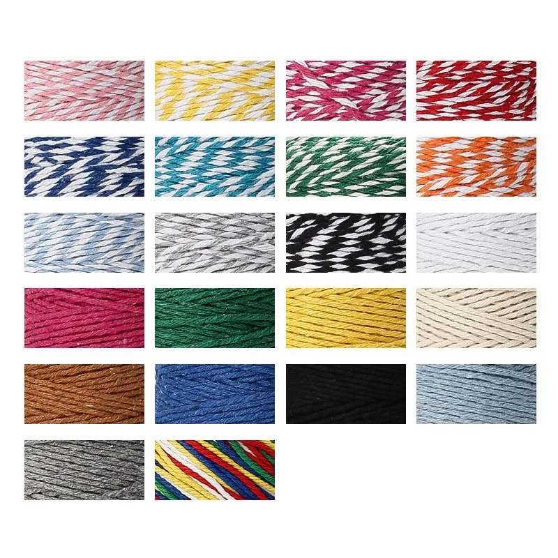 Cotton Rope Macrame Cord 2mm100M Macrame Cord Cotton Rope String Crafts DIY Colored Thread Cord Twisted Twine Handmade Sewing Home Wedding Decoration