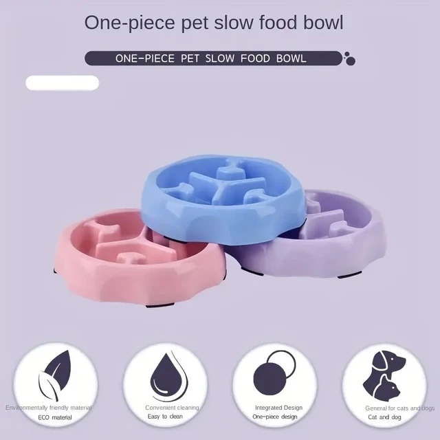Pet supplies Color Slow Feeder Cat Bowl Anti-choking Plastic Dog Puzzle Food Bowl, Dog Water Basin For Anxiety Relief 3