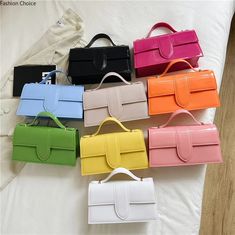 

2023 Summer New Solid Jelly Bag Simple Handheld One Shoulder Oblique Straddle Women's Bag Underarm Mailman Versatile Small Bag