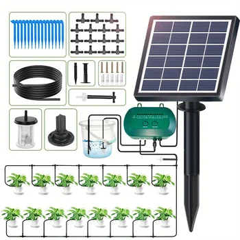 Système d'irrigation solaire pour jardin, kit d'irrigation goutte à goutte pour plantes en pot, système d'arrosage pour plantes de balcon 1