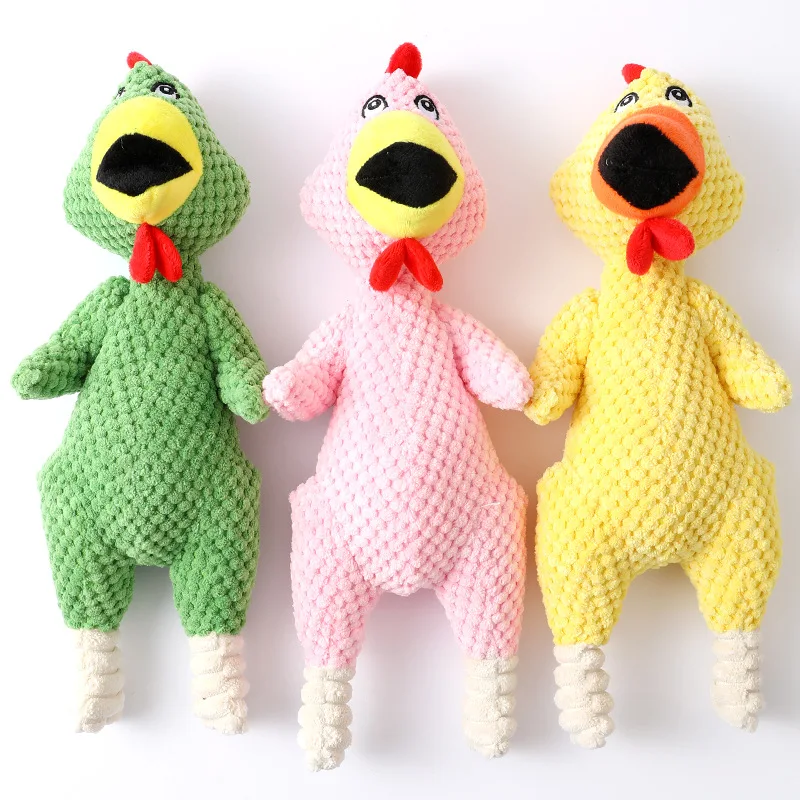 

Funny Plush Dog Squeaky Toys Screaming Chicken Shape Bite Resistant Training Interactive Chew for Small Dog Toys Pet Squeak Toy