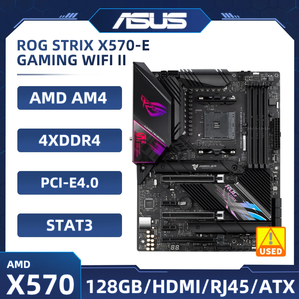 Scheda Madre X570 Asus Rog Strix X570-E Gaming Wifi Ii Supporto Ryzen 5 5600G Ddr4 Presa Da 128Gb Am4 Pci-E 4.0 Usb 3.2 M.2 Atx