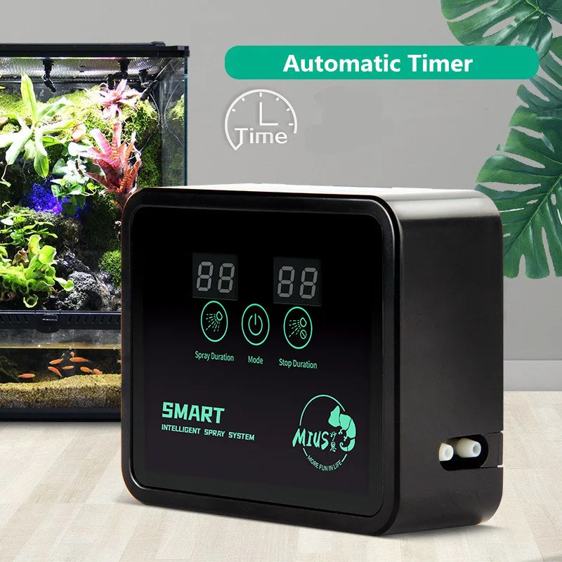 MIUS Smart Automatic Mist Reptile Humidifier Timer Rainforest LCD Screen Sprinkler Controller Terrarium Misting Spraying Kit reptile spray system