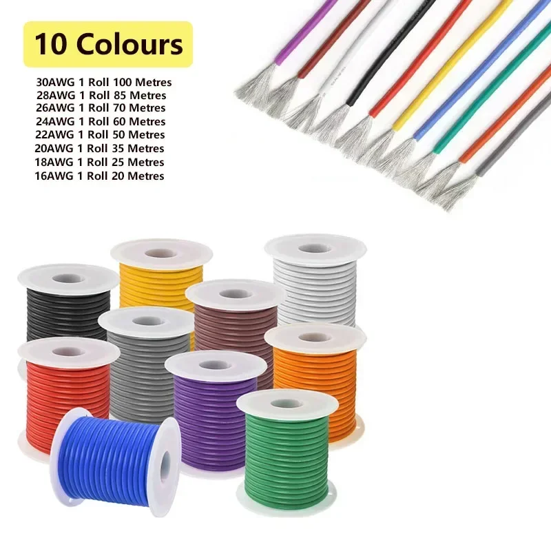 Premium Heat Resistant Silicone Wire - Ultra-Flexible Stranded Tinned Copper Cable (Super Soft, Various Gauges)