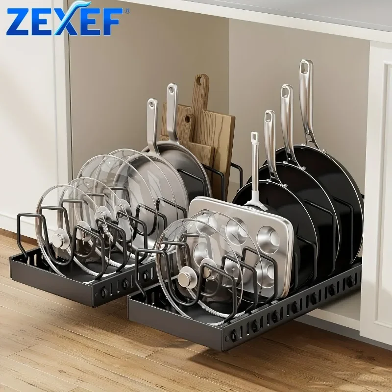 ZEXEF Kitchen Pull-out Dish Storage Rack Household Cabinet Punch-free Dish Multifunctional Drying Racks Drain Rack
