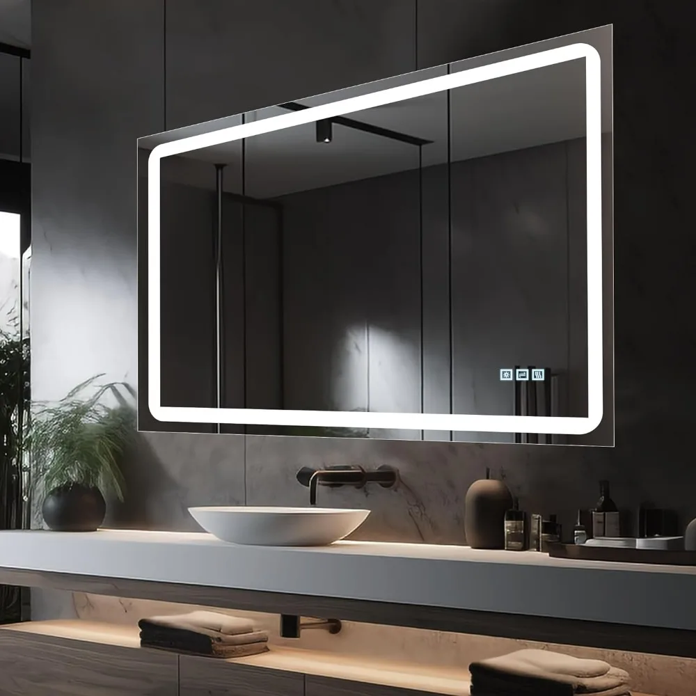 

60 x 36 inch Led Lighted Bathroom Mirror Dimmable Vanity Wall Mirror Anti-Fog Memory Mirrors for Bathroom Vanity