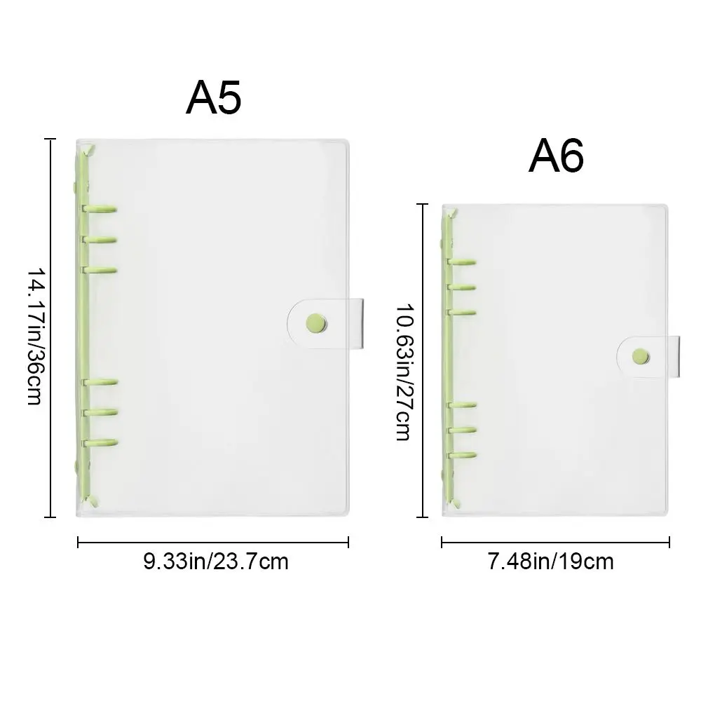 Notebook Cover A5 A6 Transparent PVC Loose-Leaf 6 Ring Binder Diary Journal Planner School Stationery notebook cover
