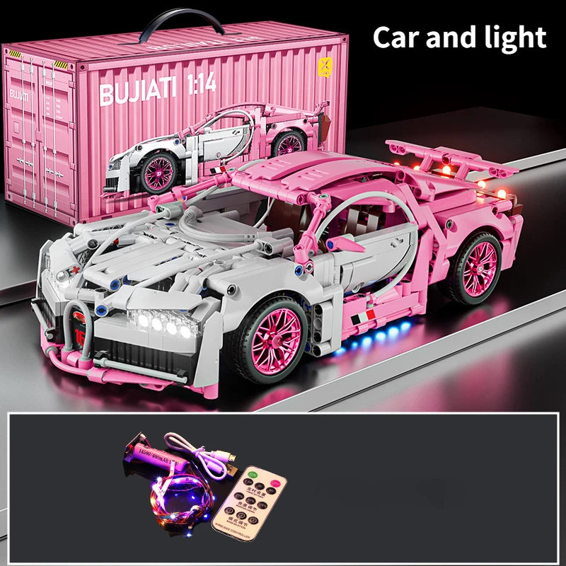 كتل بناء وردية من طراز RC Tech Racing Roadster بمق...