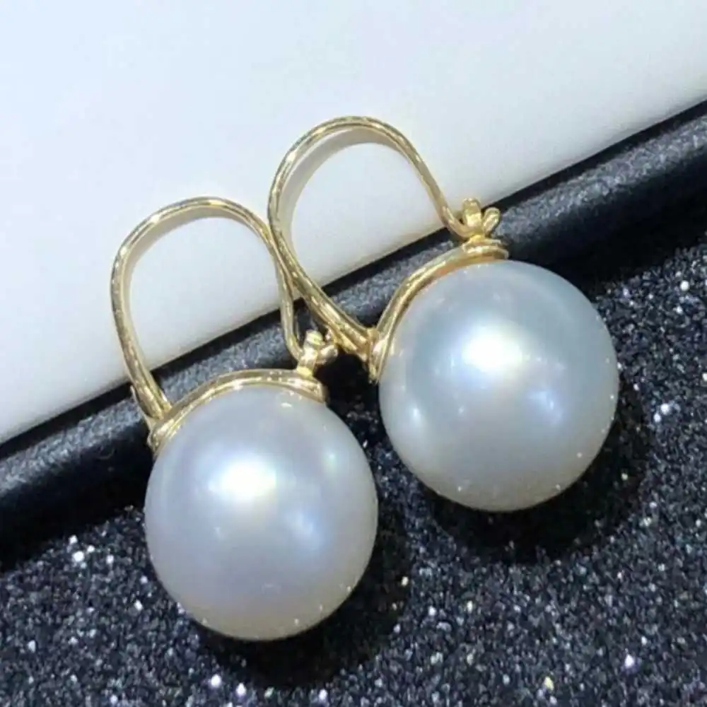 

16MM Highlights Pearl white Shell Pearl Earrings 18K Classic Party Halloween New Year Lucky Thanksgiving Beautiful Accessories
