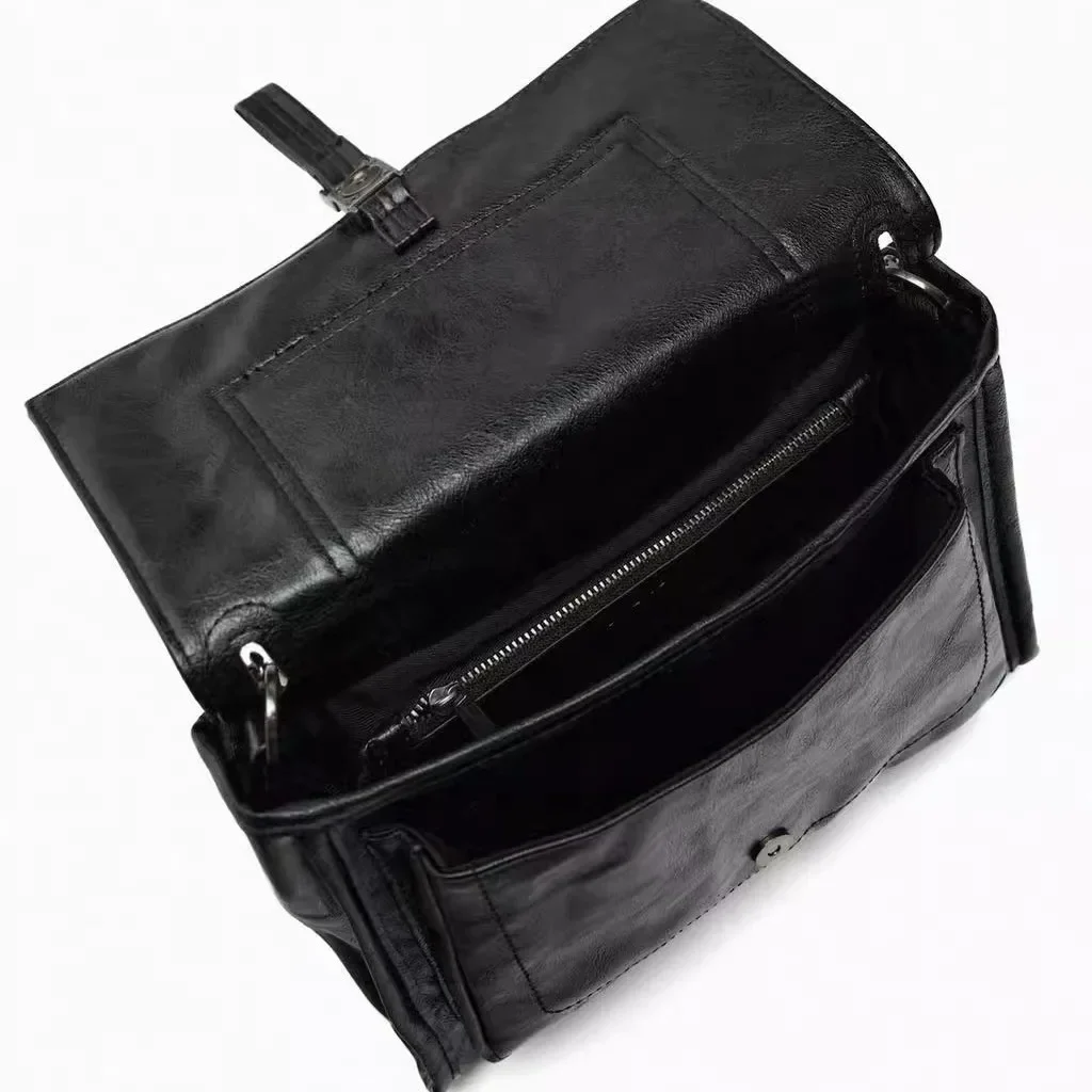 Vintage Women Shoulder Bags Designer Simple Chains Crossbody Bag Retro Big Flap Female Purses