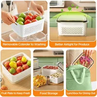 Conteneur de stockage alimentaire pour réfrigérateur avec couvercle filtrant, garde les fruits, les légumes, les baies et la viande frais plus longtemps, conteneur en plastique 4