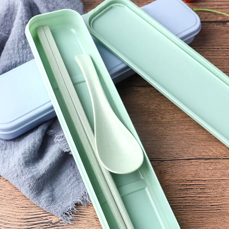 Tableware Storage Box Tableware Box Portable Flip Cover Type Cutlery Case Environmentally Friendly Spoon Storage Box Drop-resistant Household Supplies