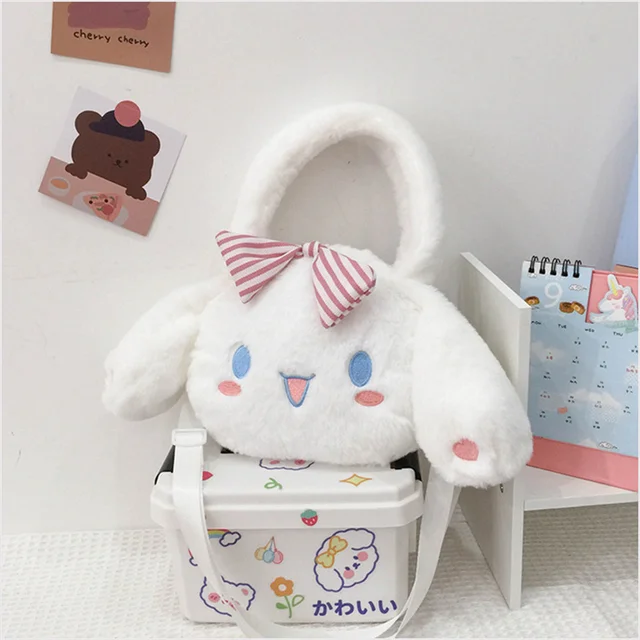 Sanrio Plush Bag Cinnamoroll Stuffed Animals Plushie Backpacks for Girls Kawaii Anime Stuffed Handbag Cute Soft Toy for Children 4