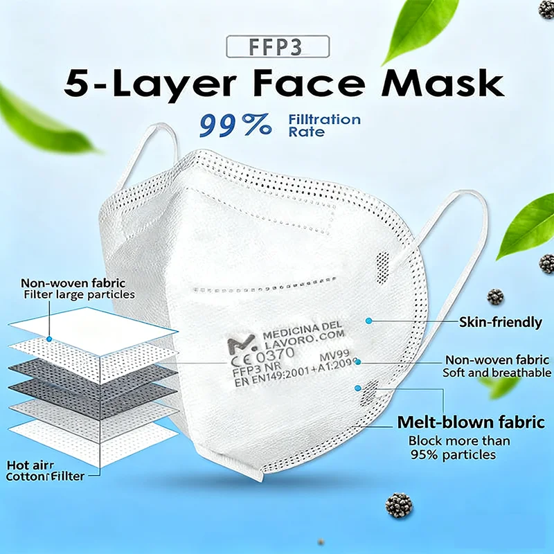 Paquet de 50 masques FFP3 NR, emballage individuel, lot économique pour protection respiratoire