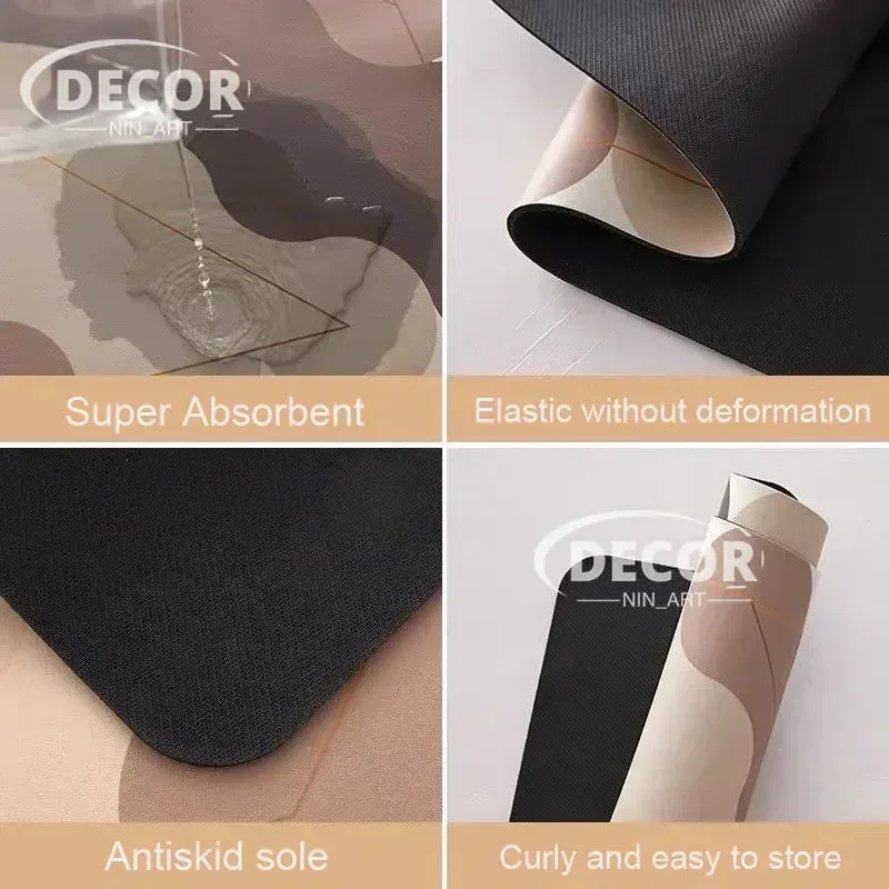 Black Marbling Super Absorbent Tableware Dish Drying Mat Kitchen Bottle Anti-slip Rug Luxury Kettle Dinnerware Bar Counter Tool