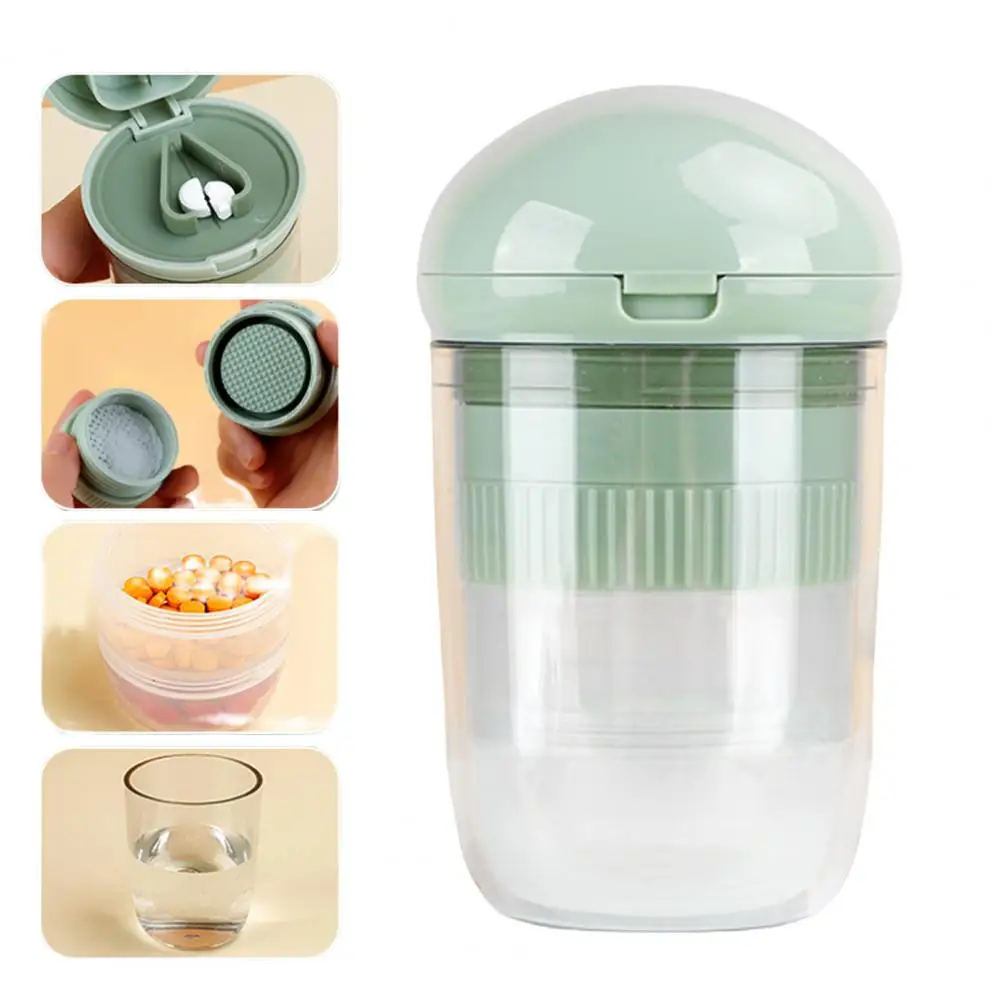 

4-in-1 Pill Crusher Cutter with Stainless Steel Blade V-Shaped Splitter Drinking Cup Mini Pill Grinder for Small or Large Pills