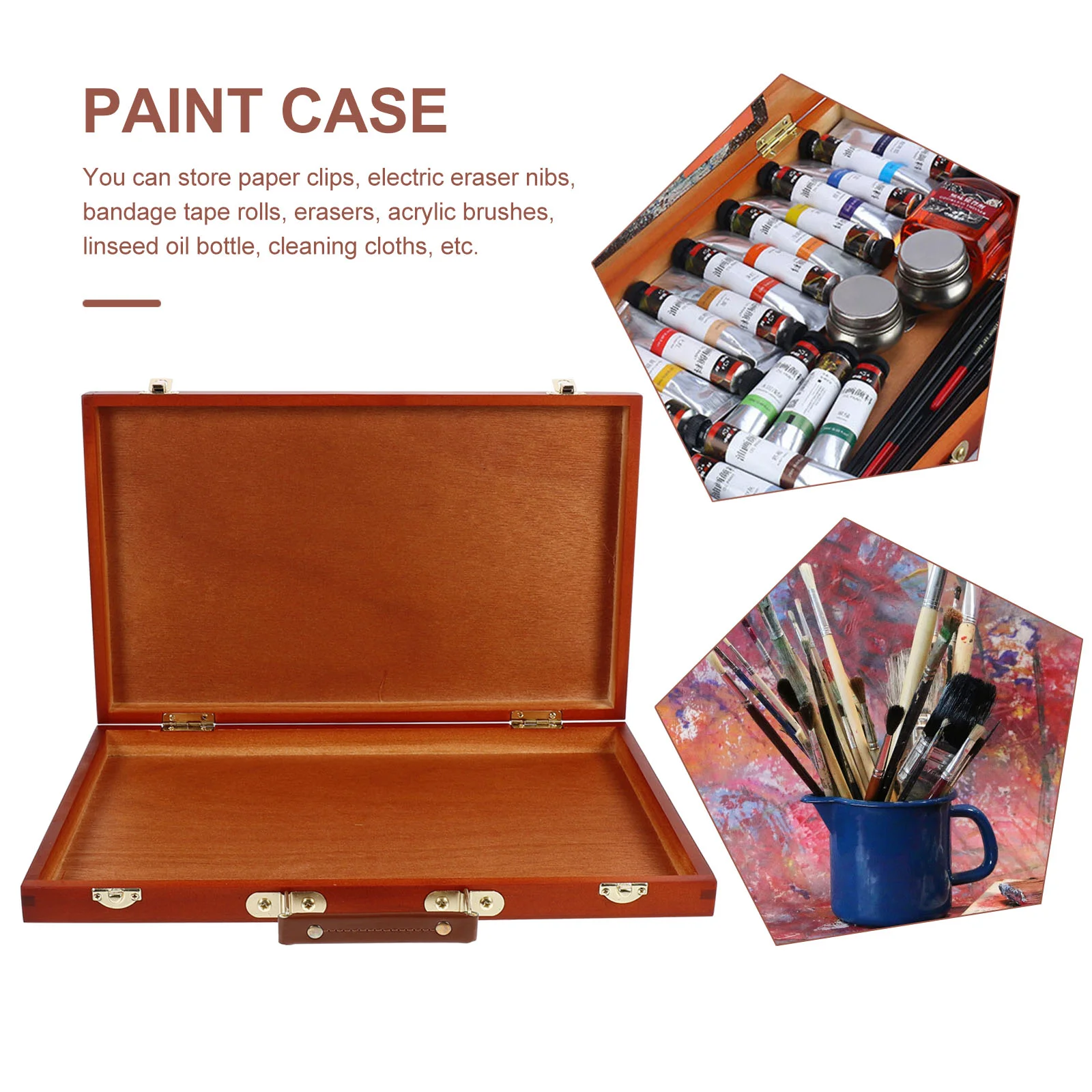 Painting Box Wooden Pigment Empty Container Drawing Pencils Storage Case Watercolor Oil Art Accessory Multifunction