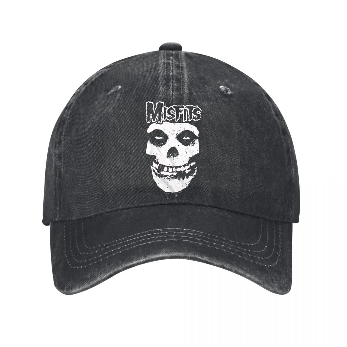 Misfits Grungy Skull Emblem Graphic Baseball Cap Herren Damen Distressed Washed Sun Cap Outdoor Workouts Hut – Detail 1