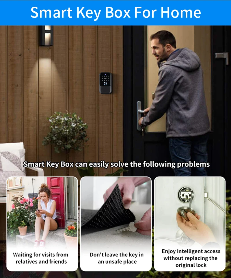 Key Safe TTlock Fingerprint Bluetooth Wifi Digital Key Box App Remote Unlock Wal