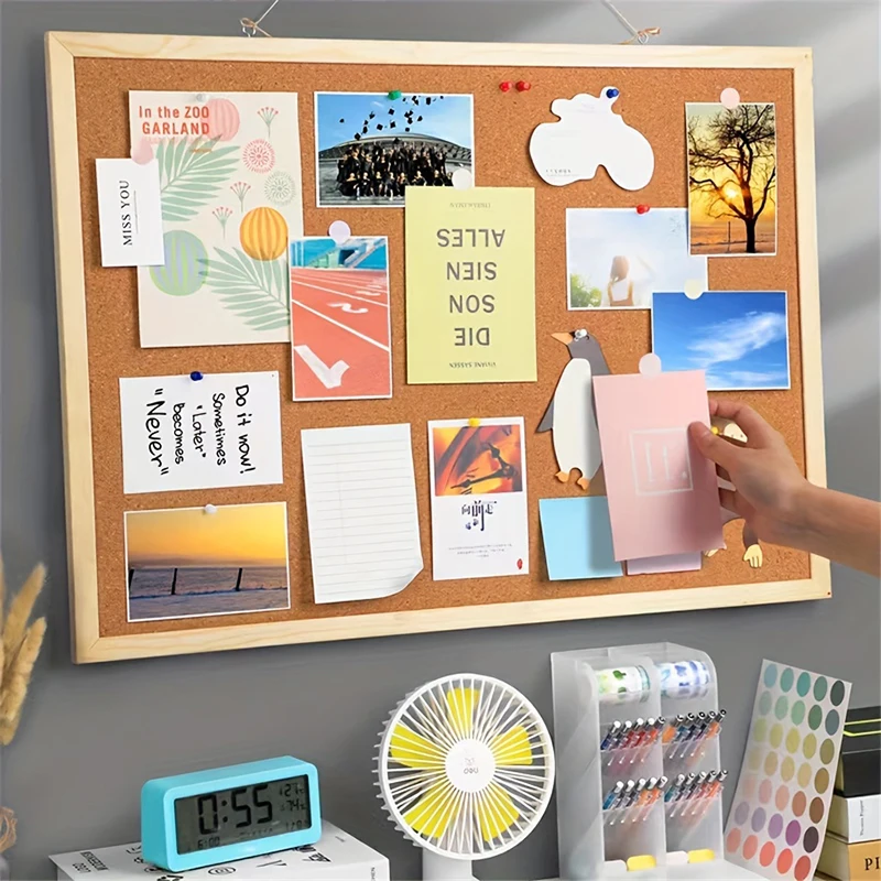 Wooden Tack Cork Display Panel Vintage Message Board Office School Memo Bulletin Board DIY Postcard Photo Background Decoration wooden cork bulletin board