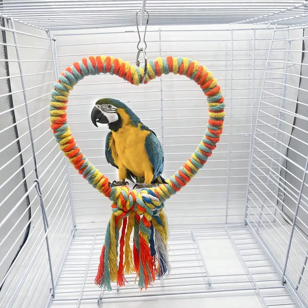 Bird Stand  Grinding Claw Embossed Cage Decoration Bird Swing Bird Toy Creative Gift Love Bird Color  Rope Accessories 3