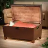 Pyramid Trunk Coffee Table, Mission Style, Multiple Finishes MD pine veneer Black metal handle extra storage space 4