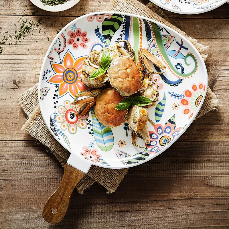 

Creative Nordic Breakfast Tableware Salad Western Cuisine Plate Ceramic Steak Plate Household Dish