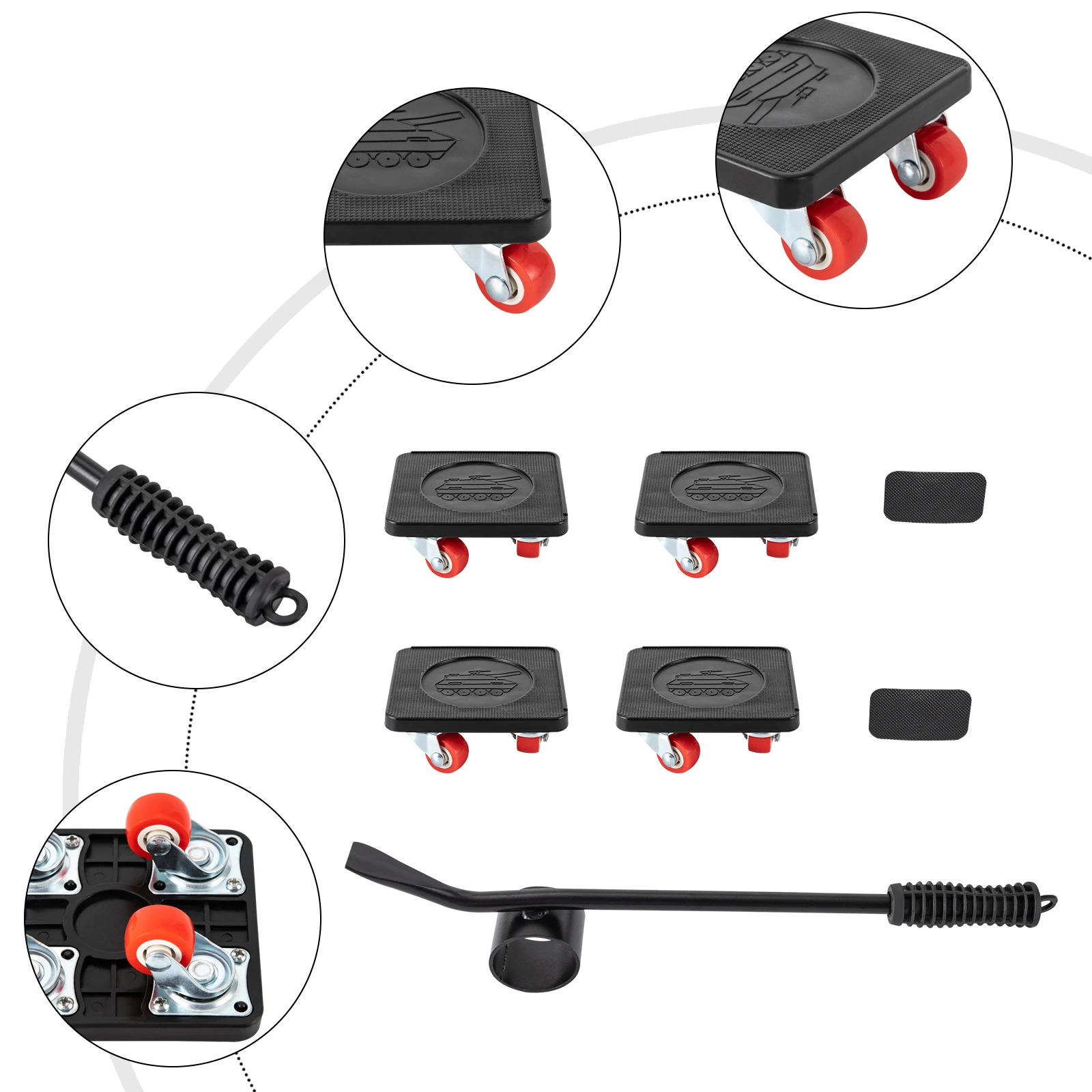 Furniture Rolls Furniture Transport Rolls Set With 4 Pieces Move Sliders Heavy Shifting Tools Max For 400KG 360 Degree Rotatable