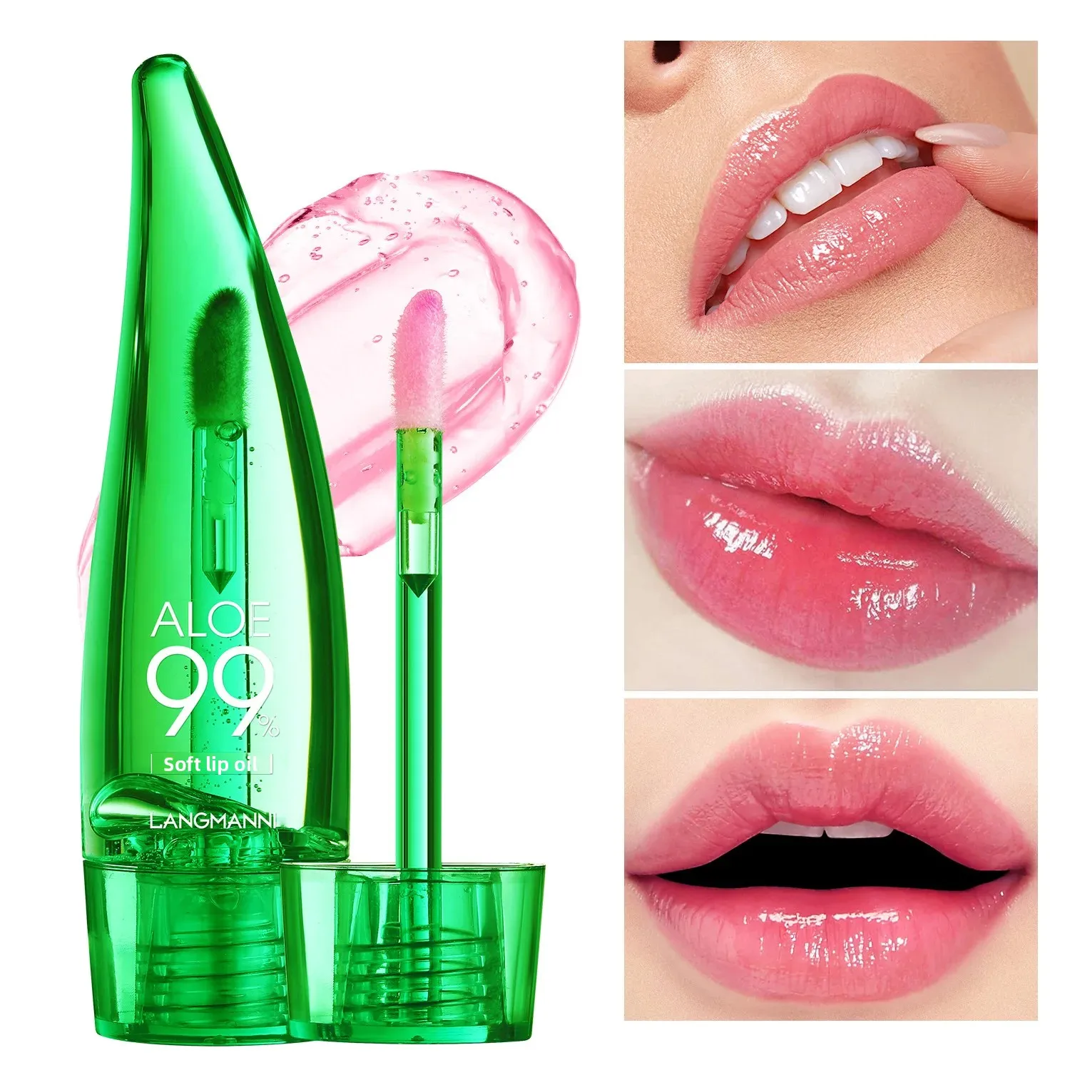 Aloe Vera Lip Gloss Strawberry Flavored Color Changing Moisturizing Lip Oil Long Lasting Shine Glaze for Lips Care