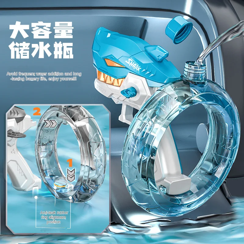 2024 Summer New Electric Water Gun for Adults & Kids Shark Automatic Squirt Guns Toys High Pressure Water Guns Outdoor Toys Gift 2