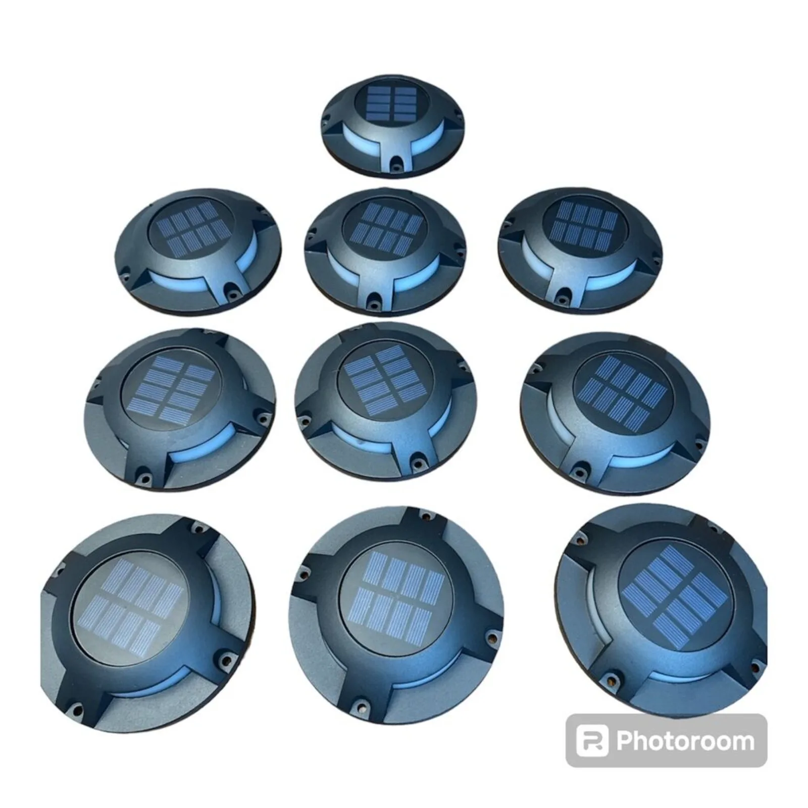 US10-Piece Pack of Cool White Solar Deck Lights Driveway Marina Garden LED Lights Pedal Lights -