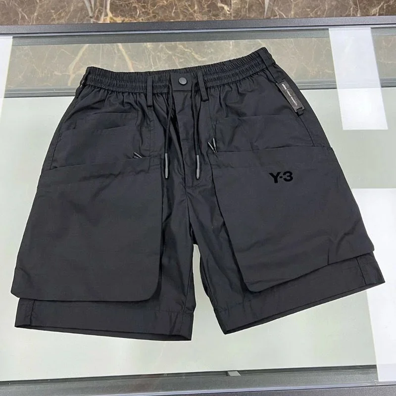 

Летние шорты Y 3, модель 2024 года, мужские бриджи в Корейском стиле, черные шорты-карго, дышащие мужские модные Универсальные шорты