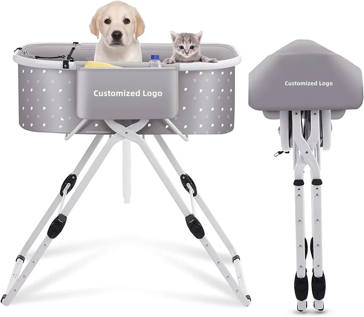 Portable Pet Bath Tub with Adjustable Height and Foldable Portable Universal Bath Tub for Cats and Dogs