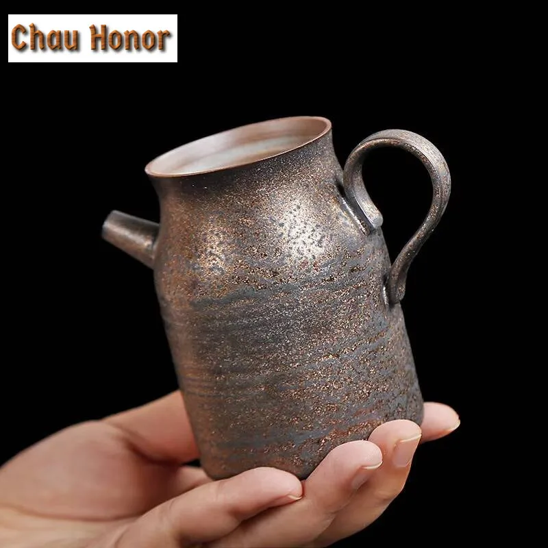 150ml Japanese Style Retro Gilding Pot Coarse Pottery Personal Side Of The Pot Handmade Teakettle Puer Teaware Office Decoration