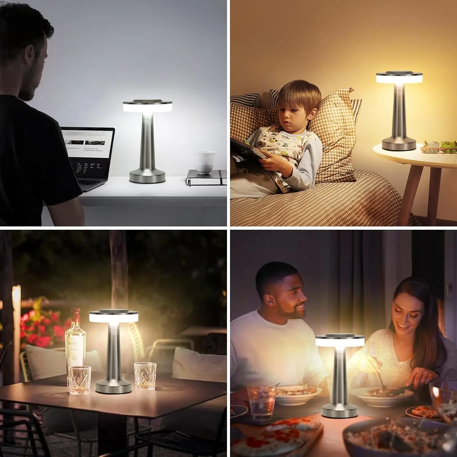 LED Table Lamp Touch Sensor Rechargeable Desktop Night Light Wireless Reading Lamp for Restaurant Hotel Bar Bedroom Decor Light 6