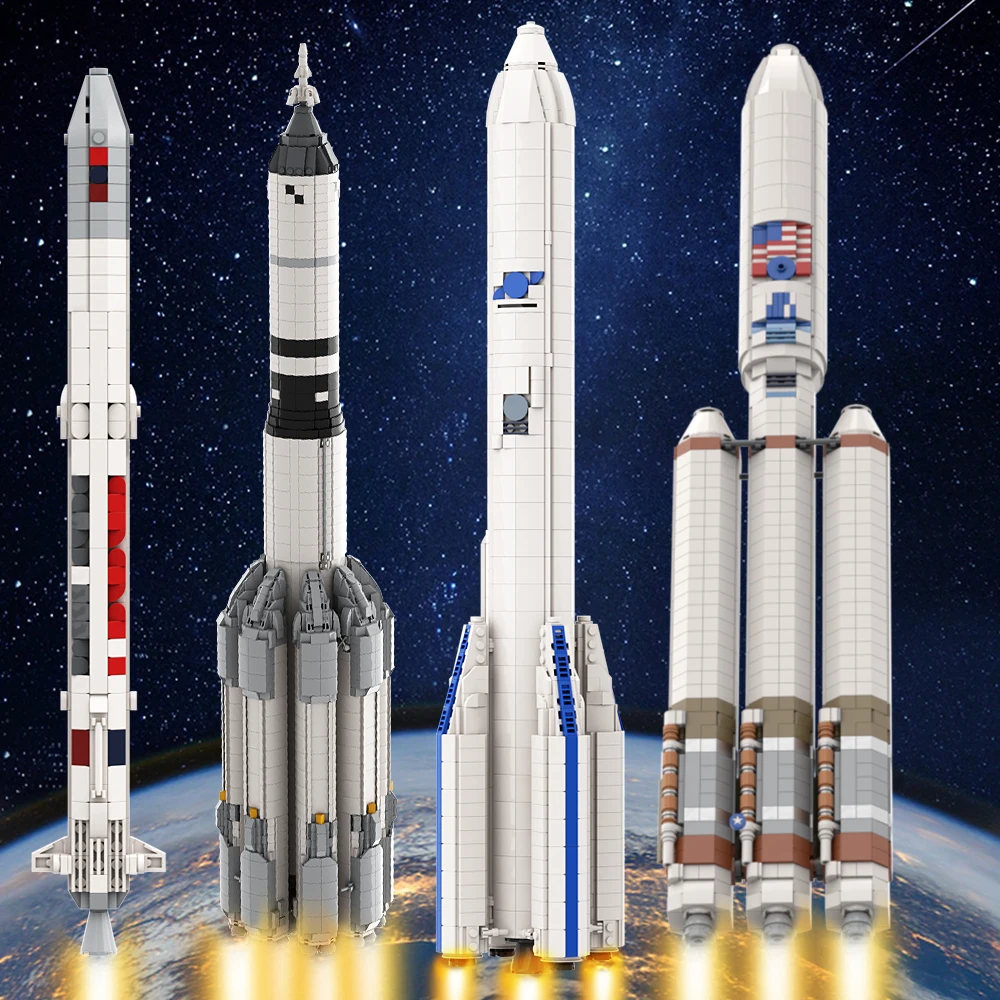Space Rocket Building Blocks Falcon Heavy Rocket Bricks Materiale Launch Vehicle Model Bricks Kid Regali Di Compleanno Giocattoli Da Collezione
