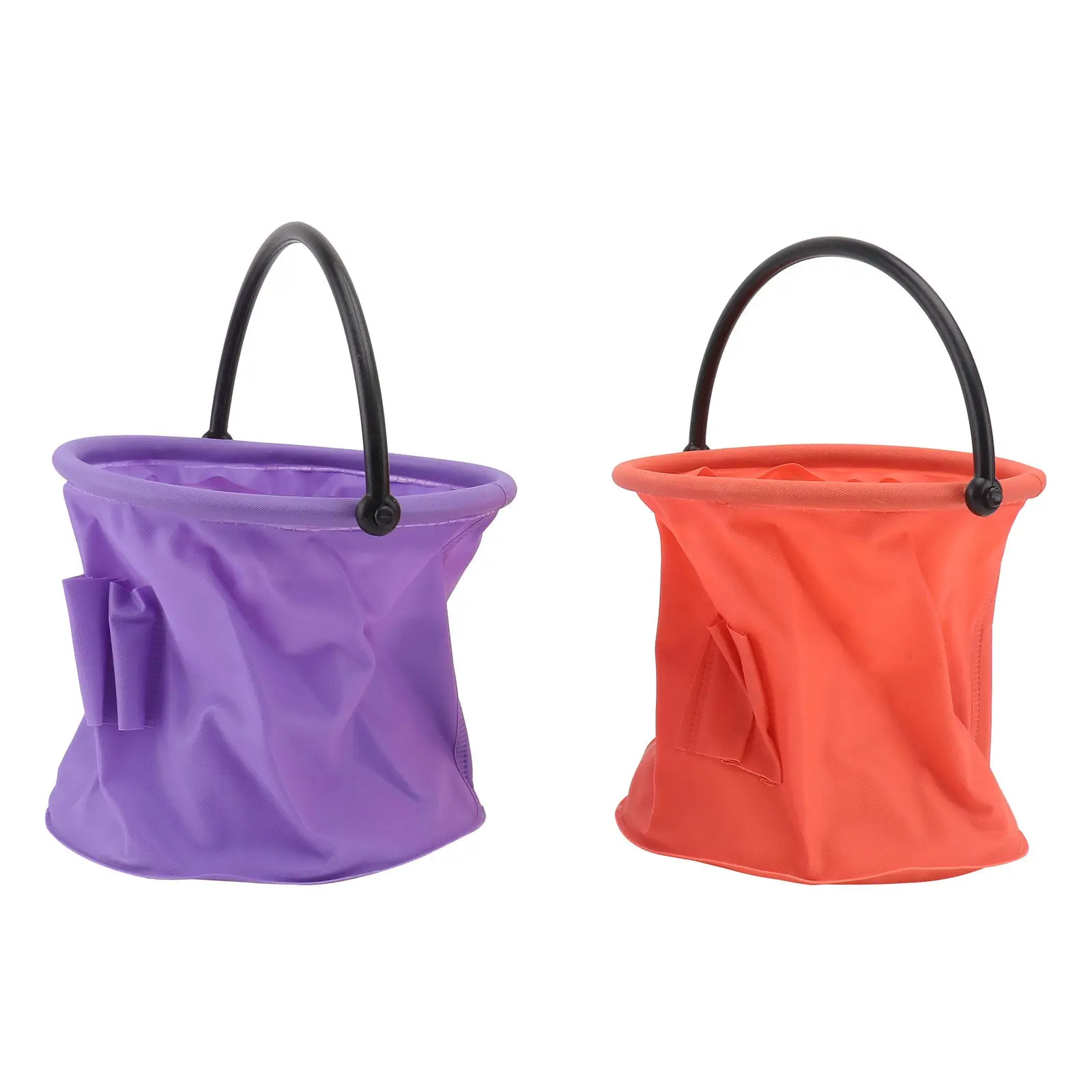 2Pcs 워시 펜 버킷 접이식 플라스틱 브러시 세척 버킷 오렌지 퍼플 휴대용 아티스트 브러시 분지 그림 그리기 야외 여행용