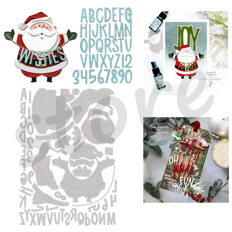 

Металлические штампы с изображением отца Рождества желаний для рукоделия, украшение для творчества, поздравительный трафарет, бумажная открытка, альбом для скрапбукинга, новинка 2023