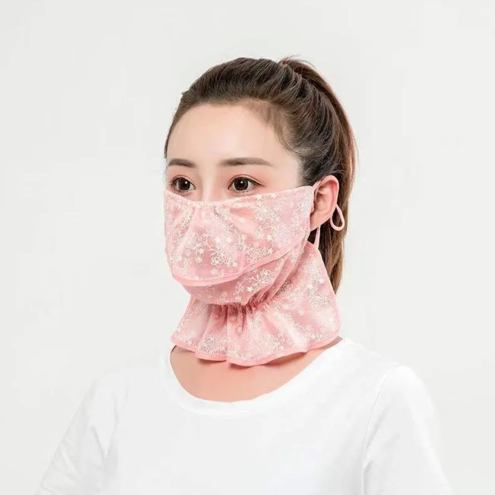New Breathable Anti-UV Lace Sunscreen Mask Hanging Ear Scarves Mask Face Cover Scarf Cycling Scarf Face Veil Anti-sun Mask 6
