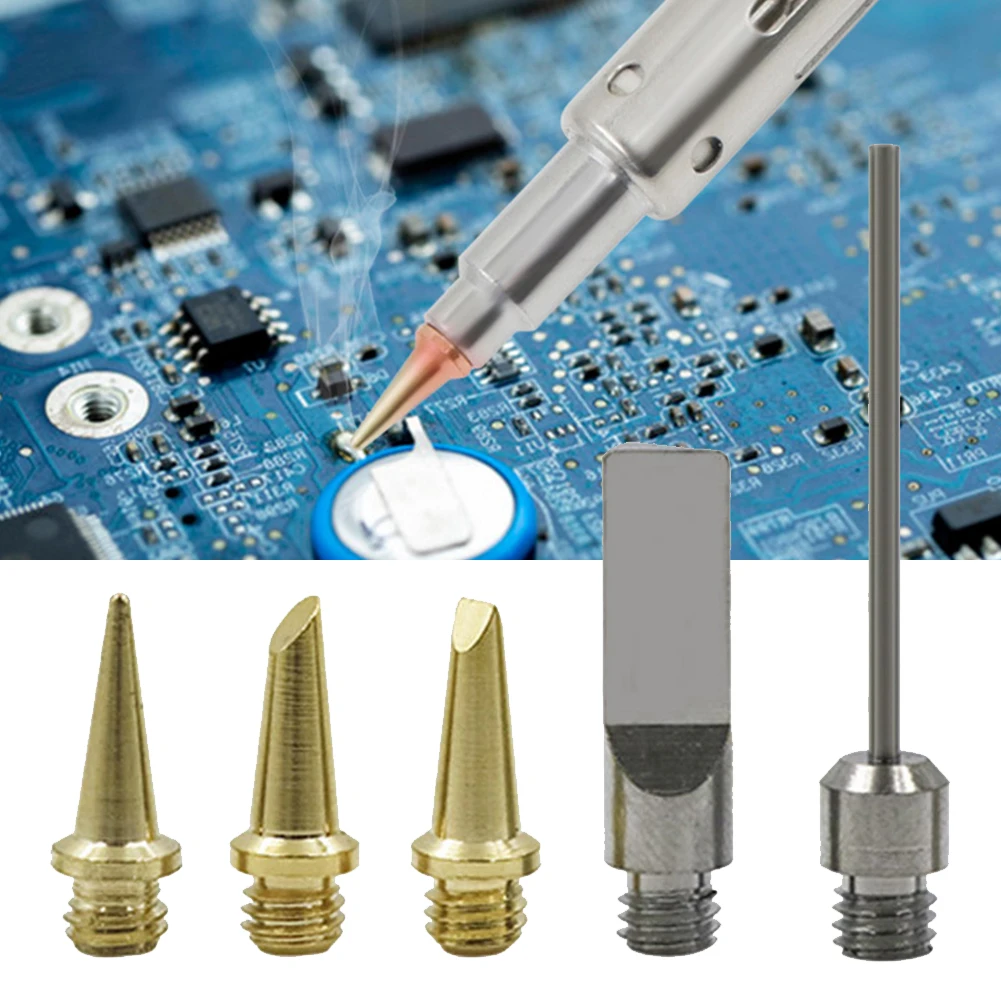 

Soldering Tips Soldering Iron Tip Iron Kit Torch Pen Replaceable Tool Silver 5pcs Set Copper Rework Accessories