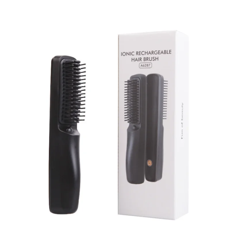 Negative Ion Hair Straightener Brush Wireless Heating Hair Comb for Men