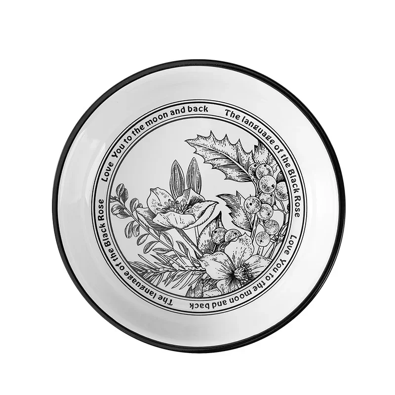 European Ceramic Plate Set Retro Flower Painting Decor Fruit Salad Plates Creative Wedding Center Dinner Set Plates and Dishes