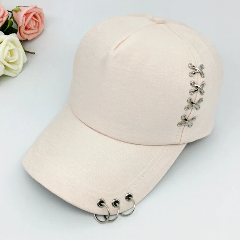 KPOP Hat Piercing Ring Baseball Adjustable Cap Hip Hop Snapback Cap Fashion baseball cap baseball caps